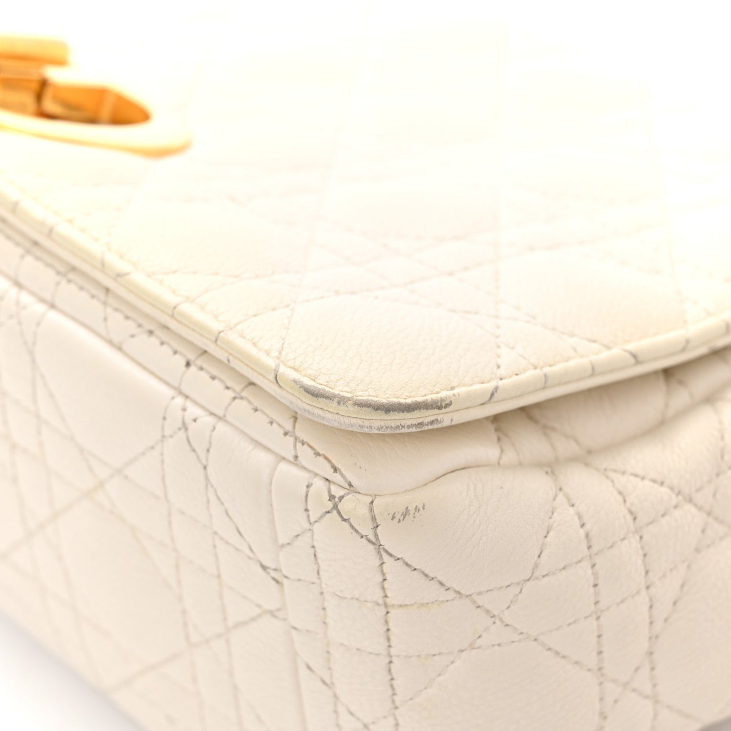 Grained Calfskin Cannage Large Caro Bag Latte
