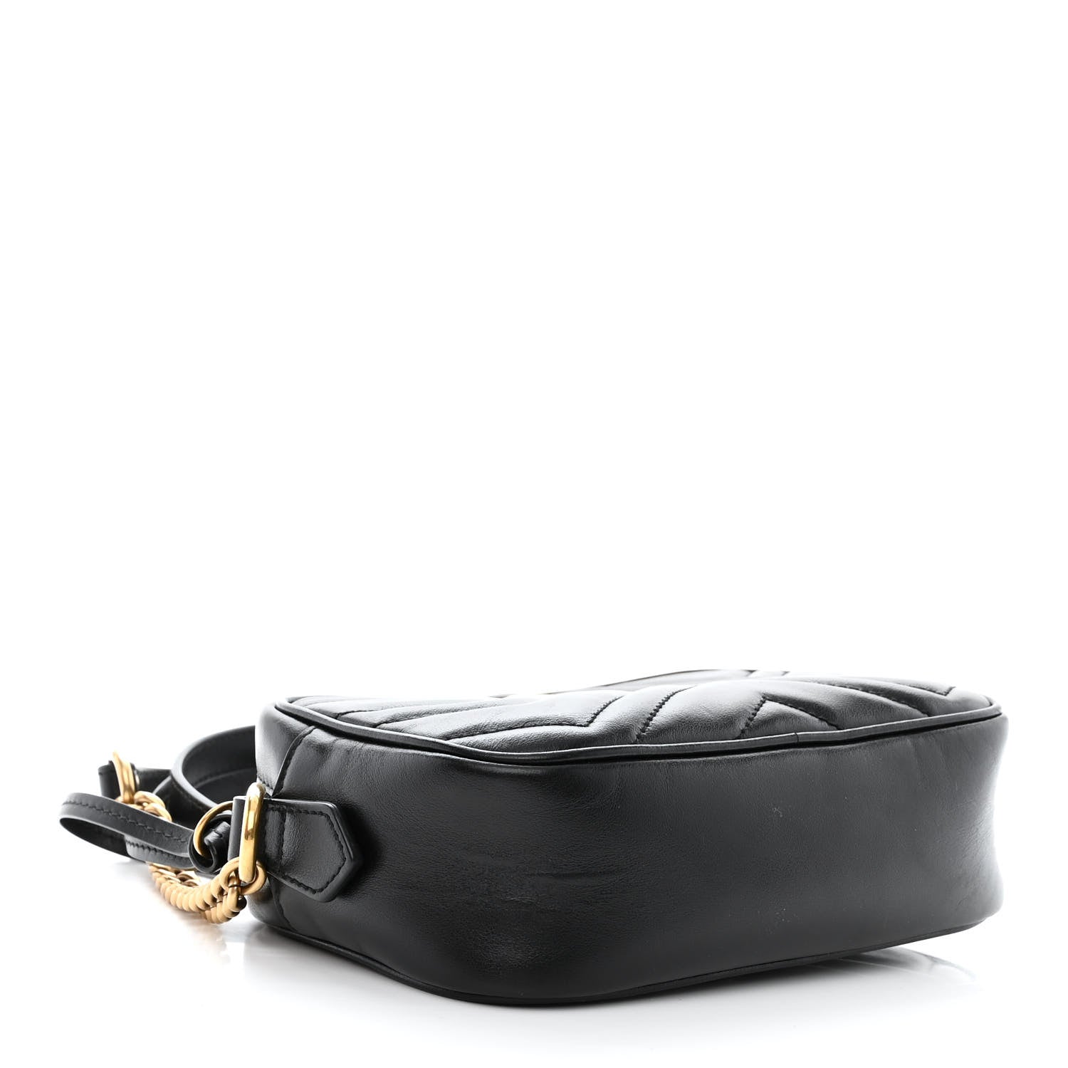 Gucci Calfskin Matelasse Mini GG Marmont Chain Shoulder Bag Black 4 of 12