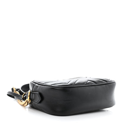 Gucci Calfskin Matelasse Mini GG Marmont Chain Shoulder Bag Black 4 of 12