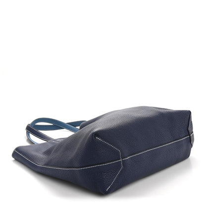 Hermes Taurillon Clemence Double Sens 45 Reversible Tote Bleu Izmir Bleu Saphir 7 of 21