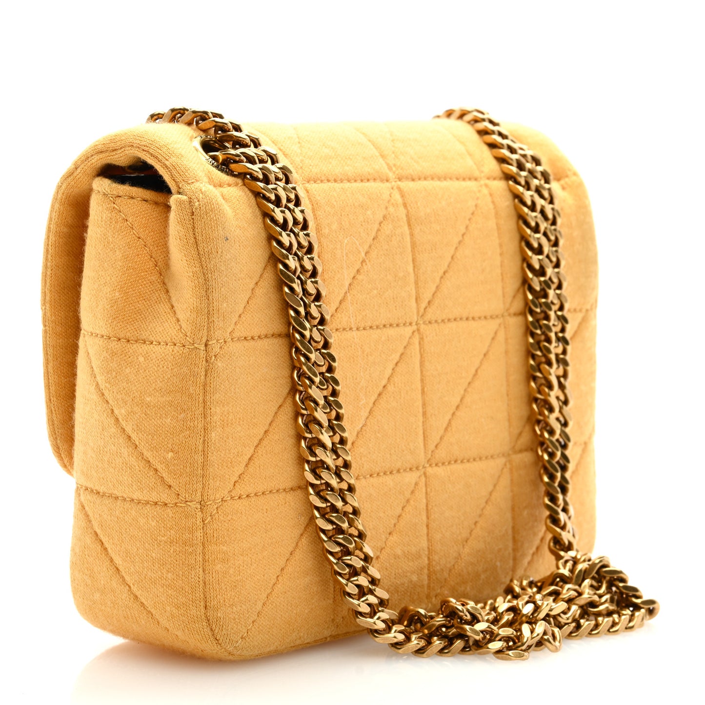 Jersey Wool Patchwork Monogram Mini Jamie Baguette Yellow