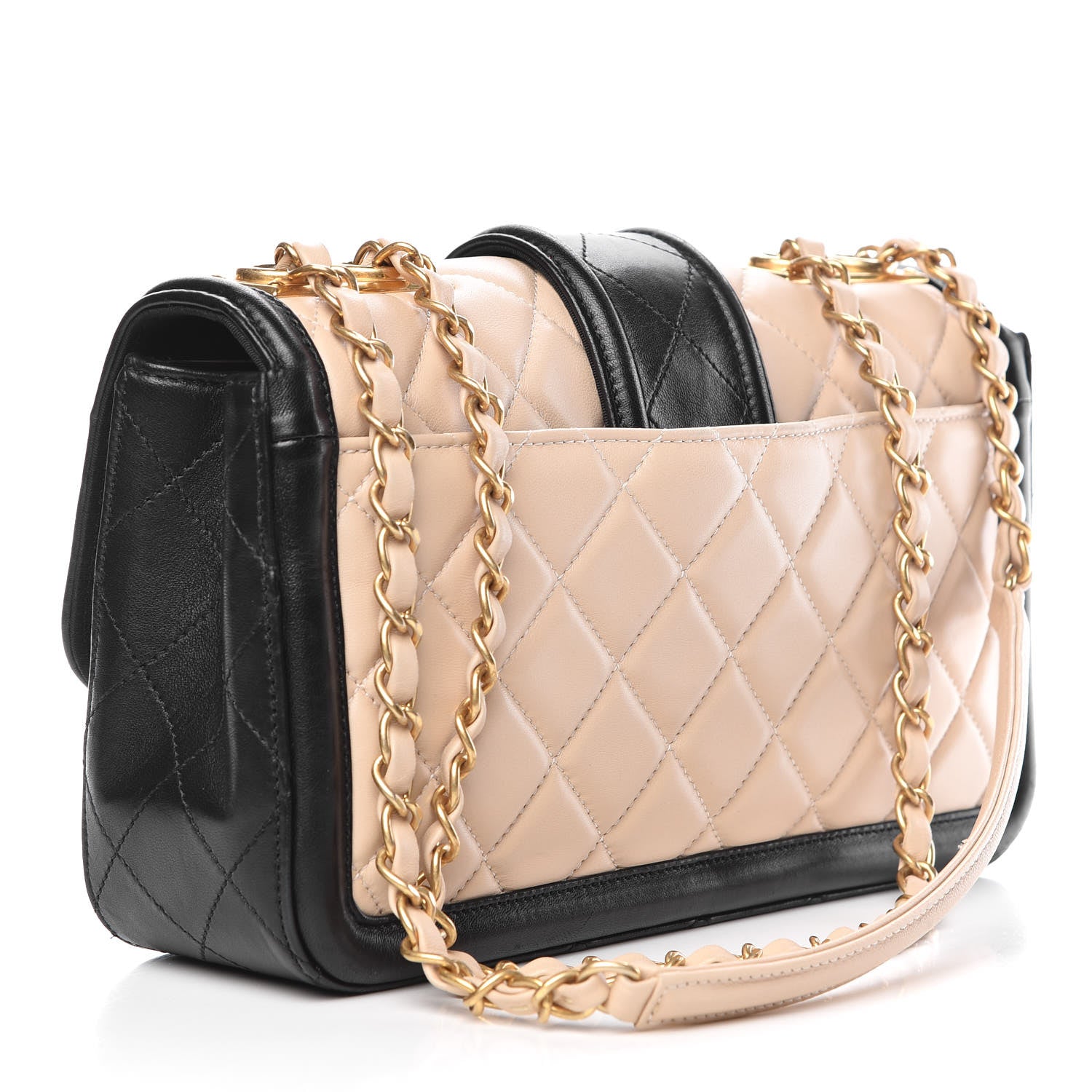 Chanel Lambskin Quilted Medium Elegant CC Flap Beige Black 3 of 12