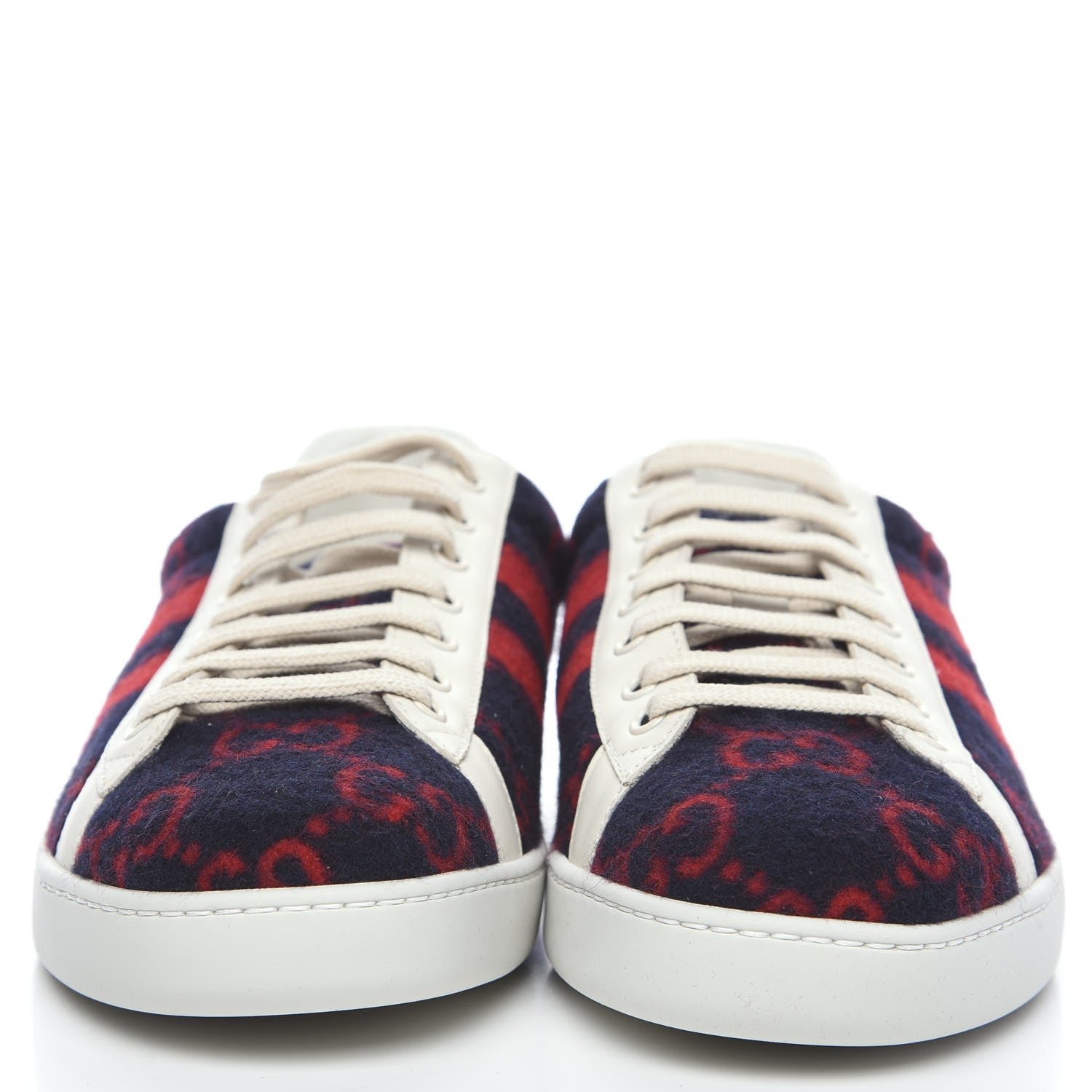 Gucci Covered Wool Big GG Monogram Mens Sneakers 8.5 Blue Red Mystic White 2 of 9
