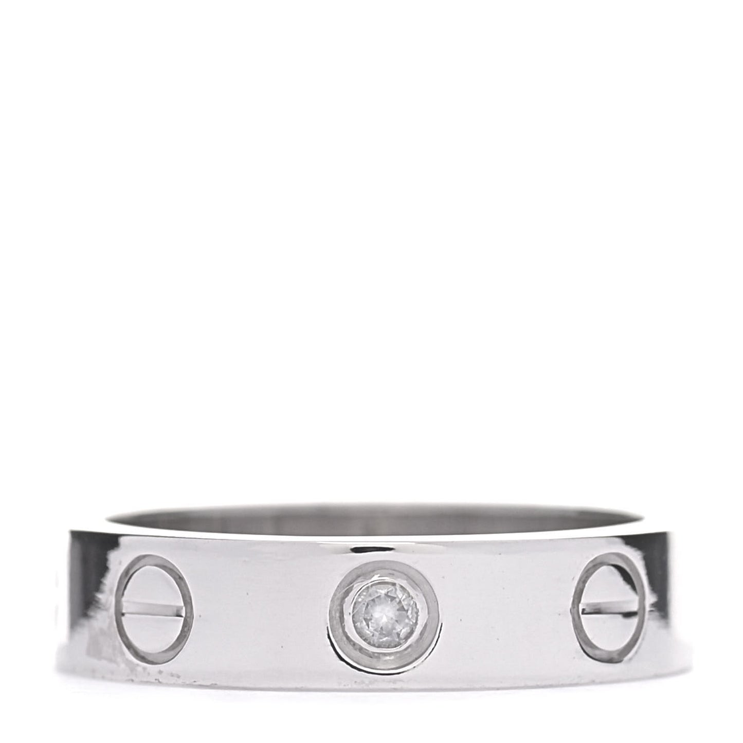 18K White Gold Diamond 4mm LOVE Wedding Band Ring 45 3.25