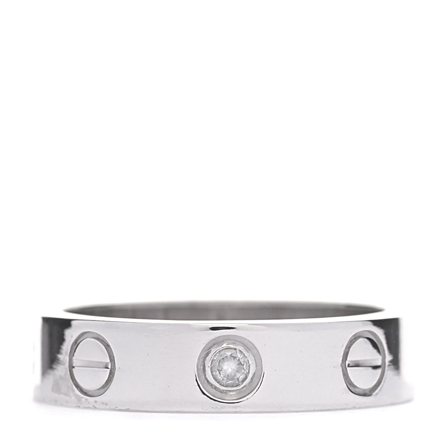Cartier 18K White Gold Diamond 4mm LOVE Wedding Band Ring 45 3.25 1 of 5