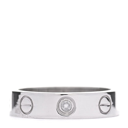 Cartier 18K White Gold Diamond 4mm LOVE Wedding Band Ring 45 3.25 1 of 5
