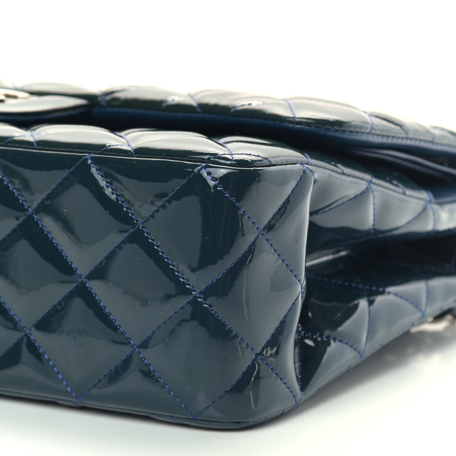 Chanel Patent Quilted Jumbo Double Flap Navy 9 of 12