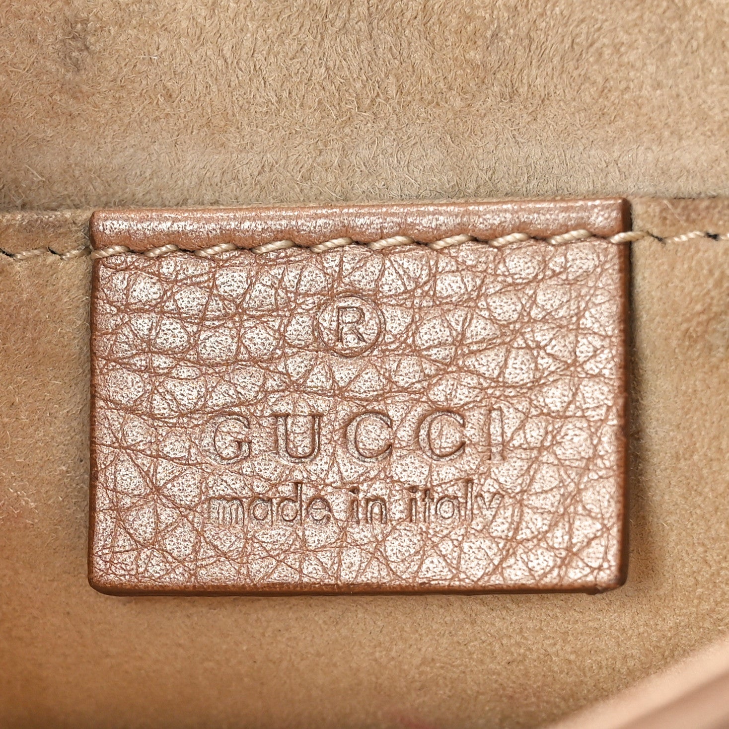 Gucci Pebbled Calfskin Small 1973 Chain Shoulder Bag Champagne 6 of 12