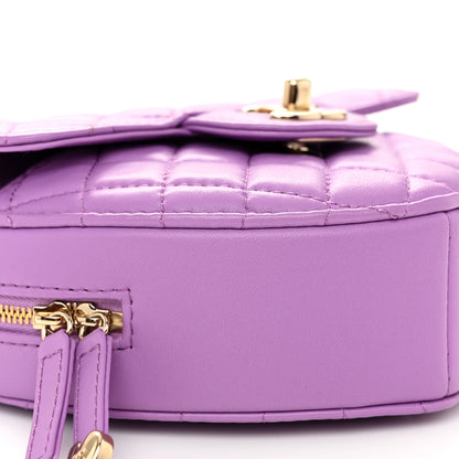 Chanel Lambskin Quilted CC Large In Love Heart With Chain Purple 9 of 11