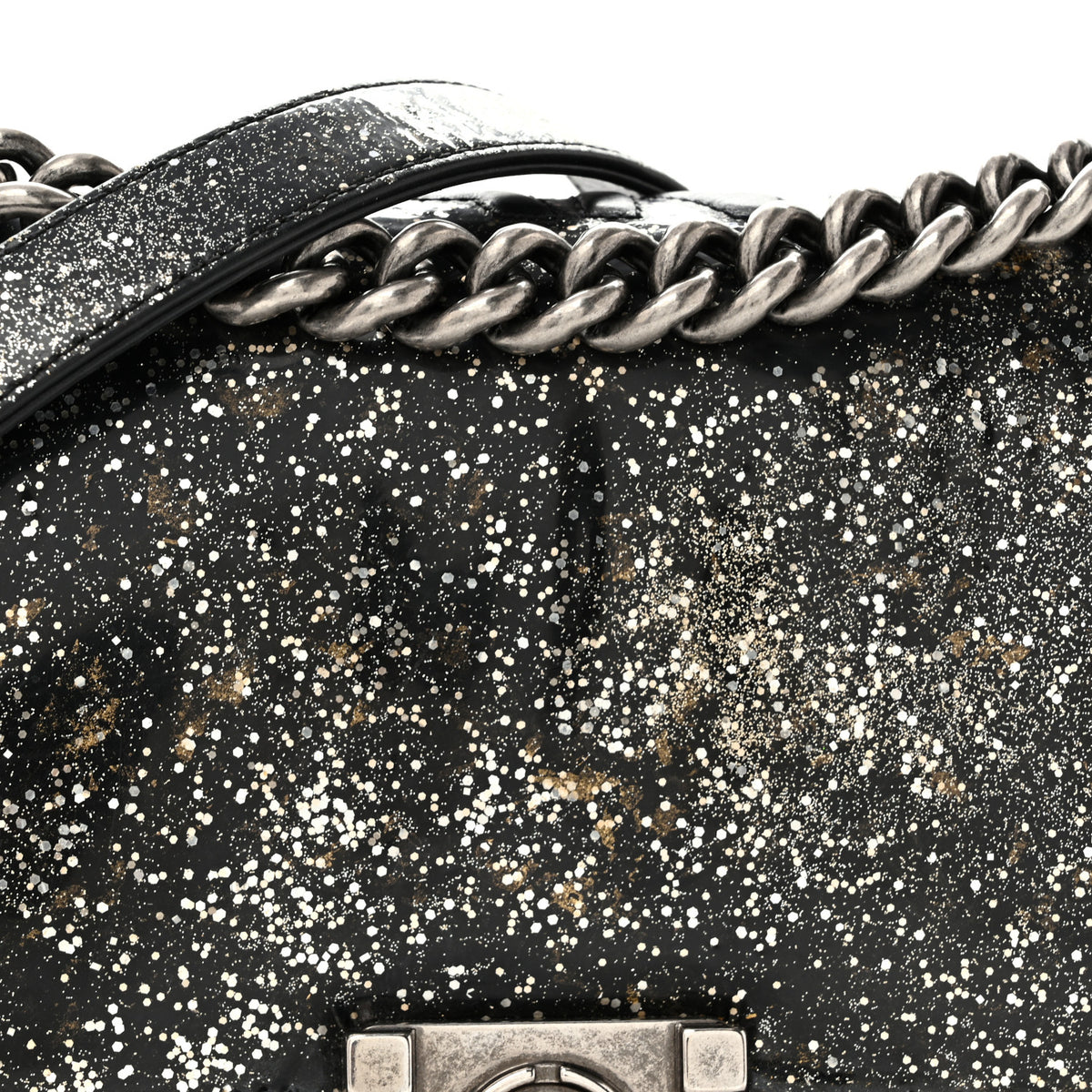 Chanel Glitter Glazed Calfskin Medium Boy Flap Black 8 of 15