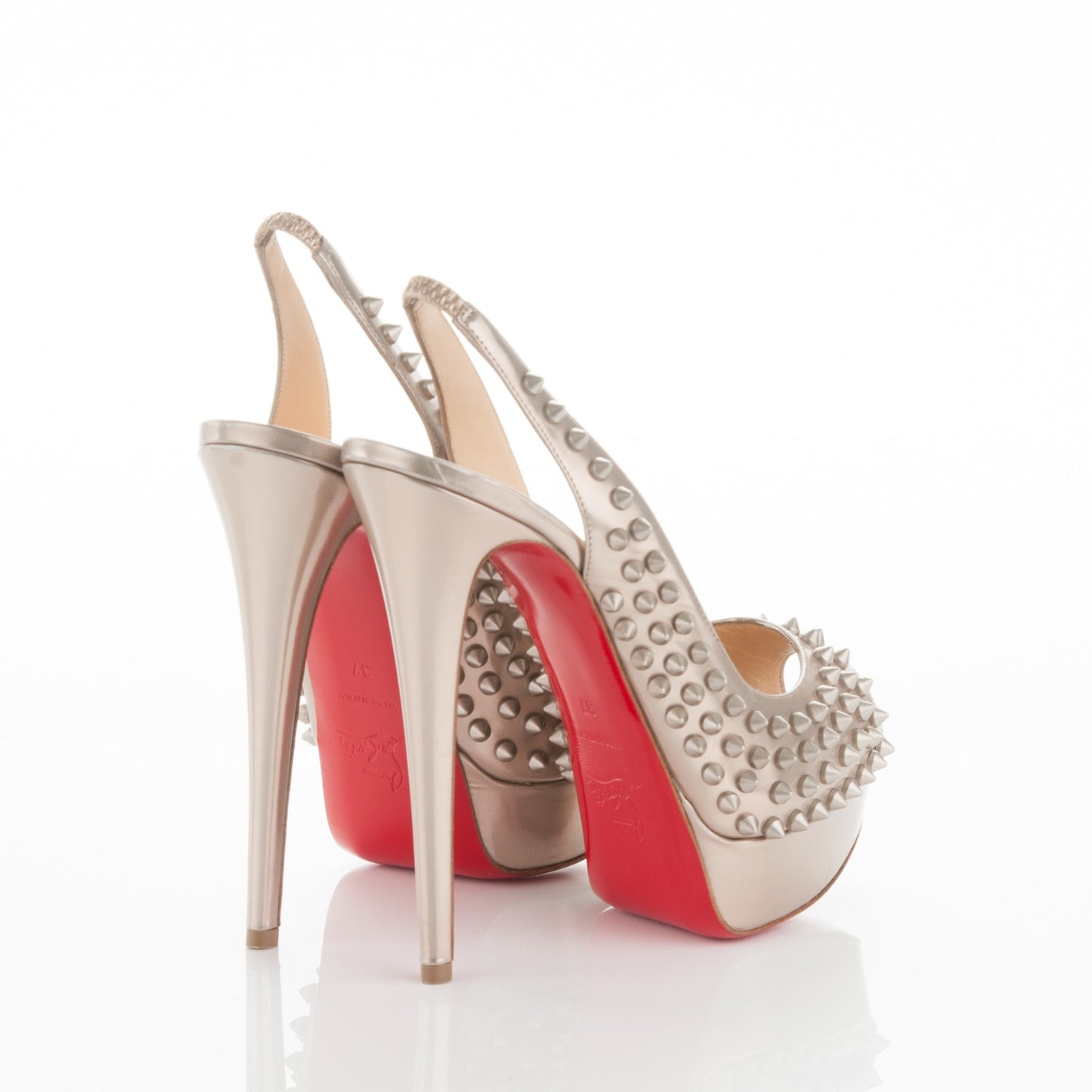 Specchio Lady Peep Sling Spikes 150 Pumps 37 Beige