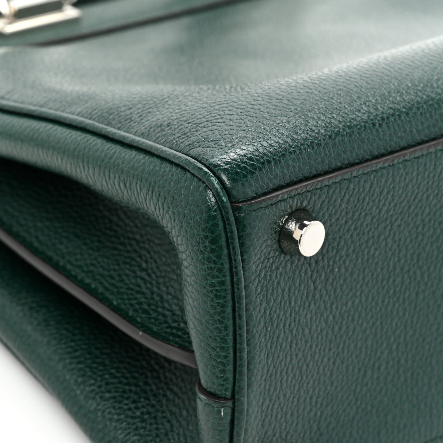 Grainy Calfskin Small Zumi Top Handle Bag Vintage Green