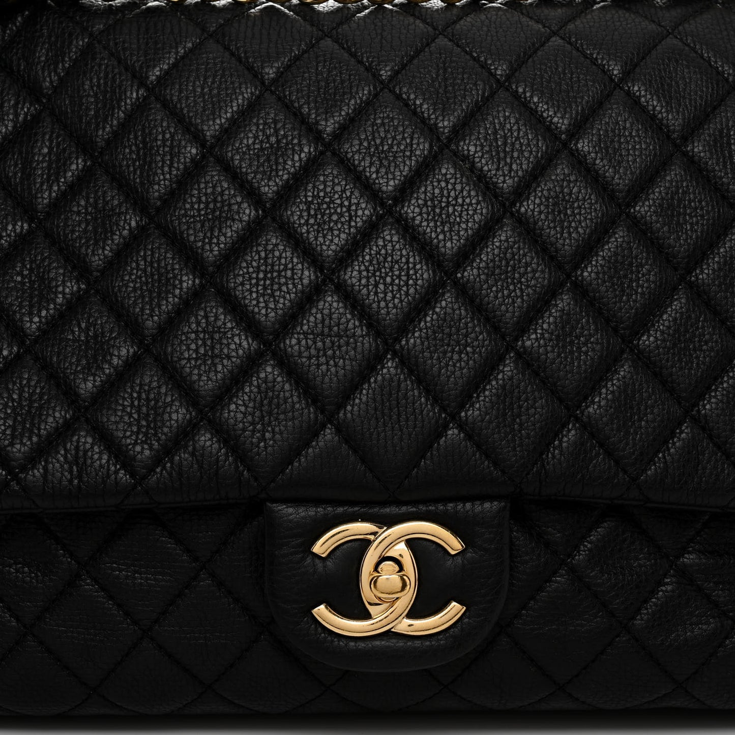 Calfskin Quilted XXL Travel Flap Bag Black