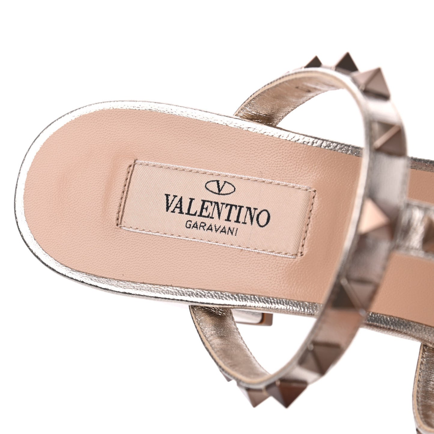 Metallic Nappa Rockstud 60mm Caged Slide Sandals 39 Skin