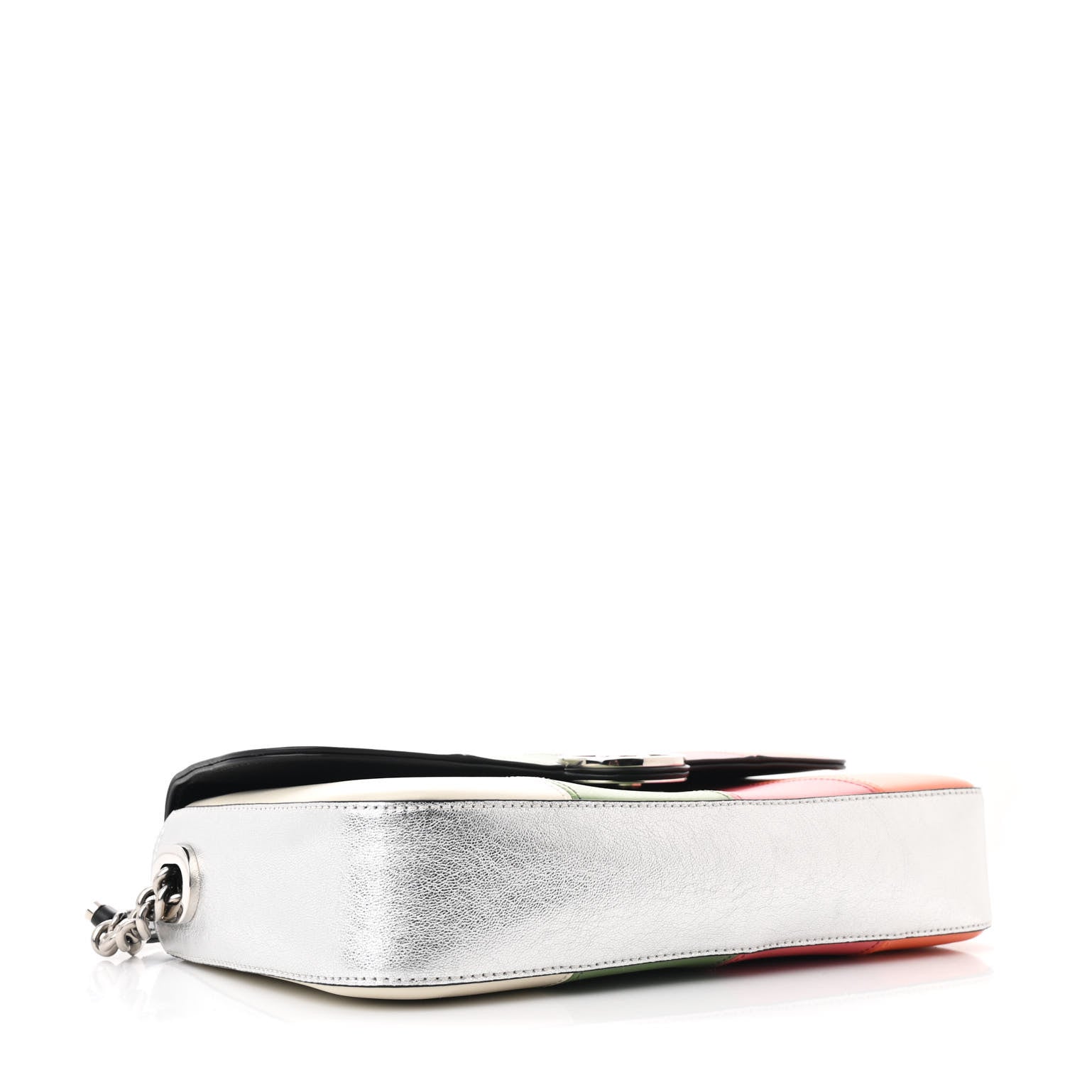Gucci Senna Calfskin Petite GG Top Handle Shoulder Bag Mystic White Silver Multicolor 4 of 11