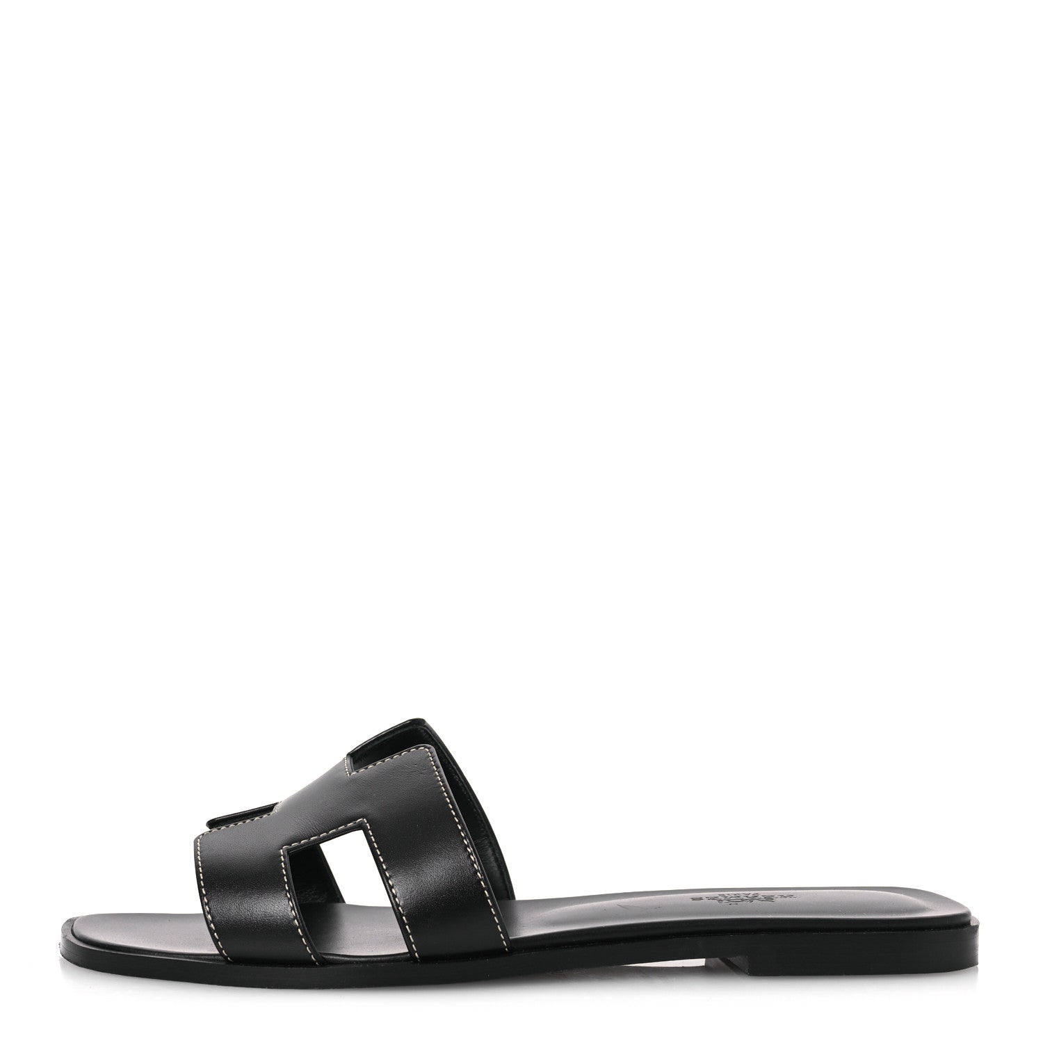 Hermes Box Calfskin Oran Sandals 39 Black 1 of 12