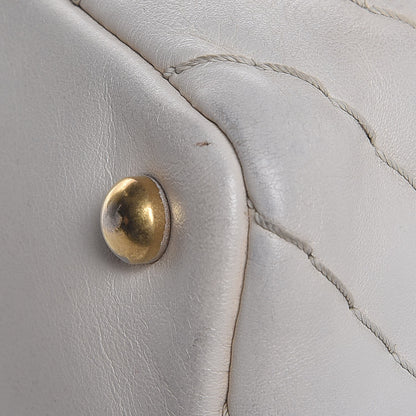 Chanel Calfskin Surpique Chevron Tote White 9 of 16