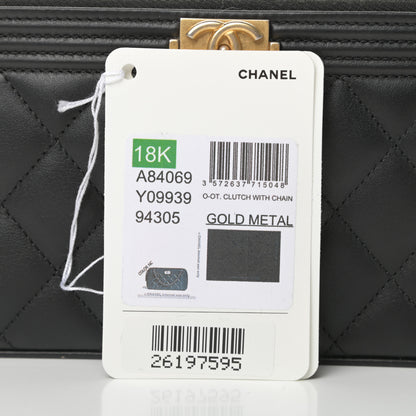 Chanel Lambskin Quilted Small Boy Clutch With Chain Black 17 of 18