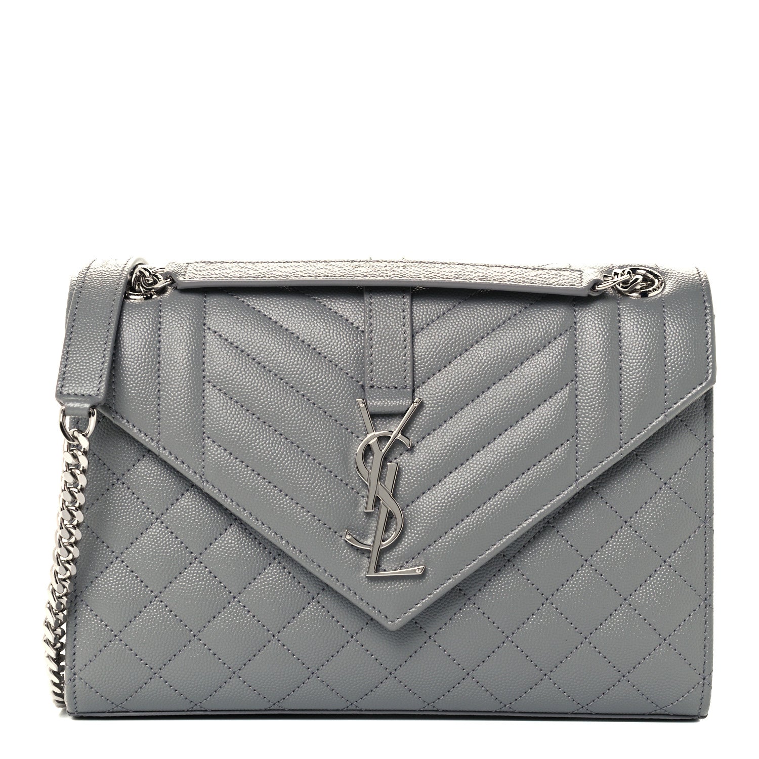 Saint Laurent Grain De Poudre Textured Mixed Matelasse Medium Triquilt Monogram Satchel New Stone 1 of 11