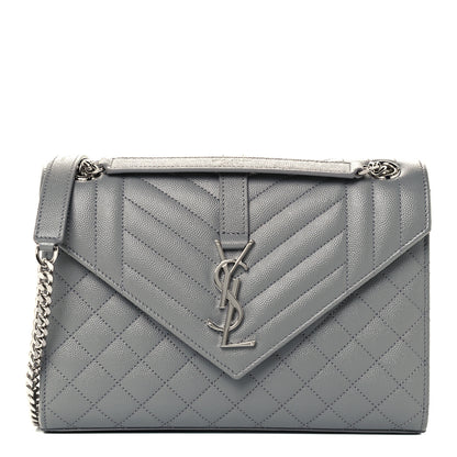 Saint Laurent Grain De Poudre Textured Mixed Matelasse Medium Triquilt Monogram Satchel New Stone 1 of 11