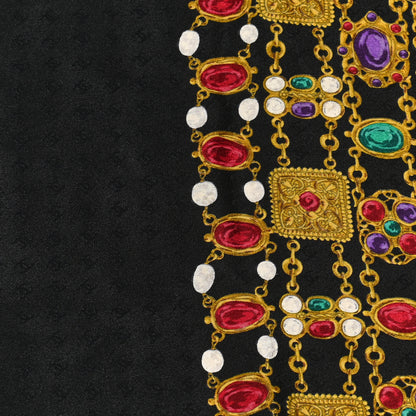 Chanel Silk Pearl Jewel Chain Print Scarf Black 4 of 5