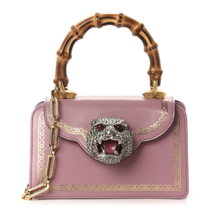 Gucci Calfskin Bamboo Crystal Mini Thiara Top Handle Bag Carmine Rose Gold 1 of 12