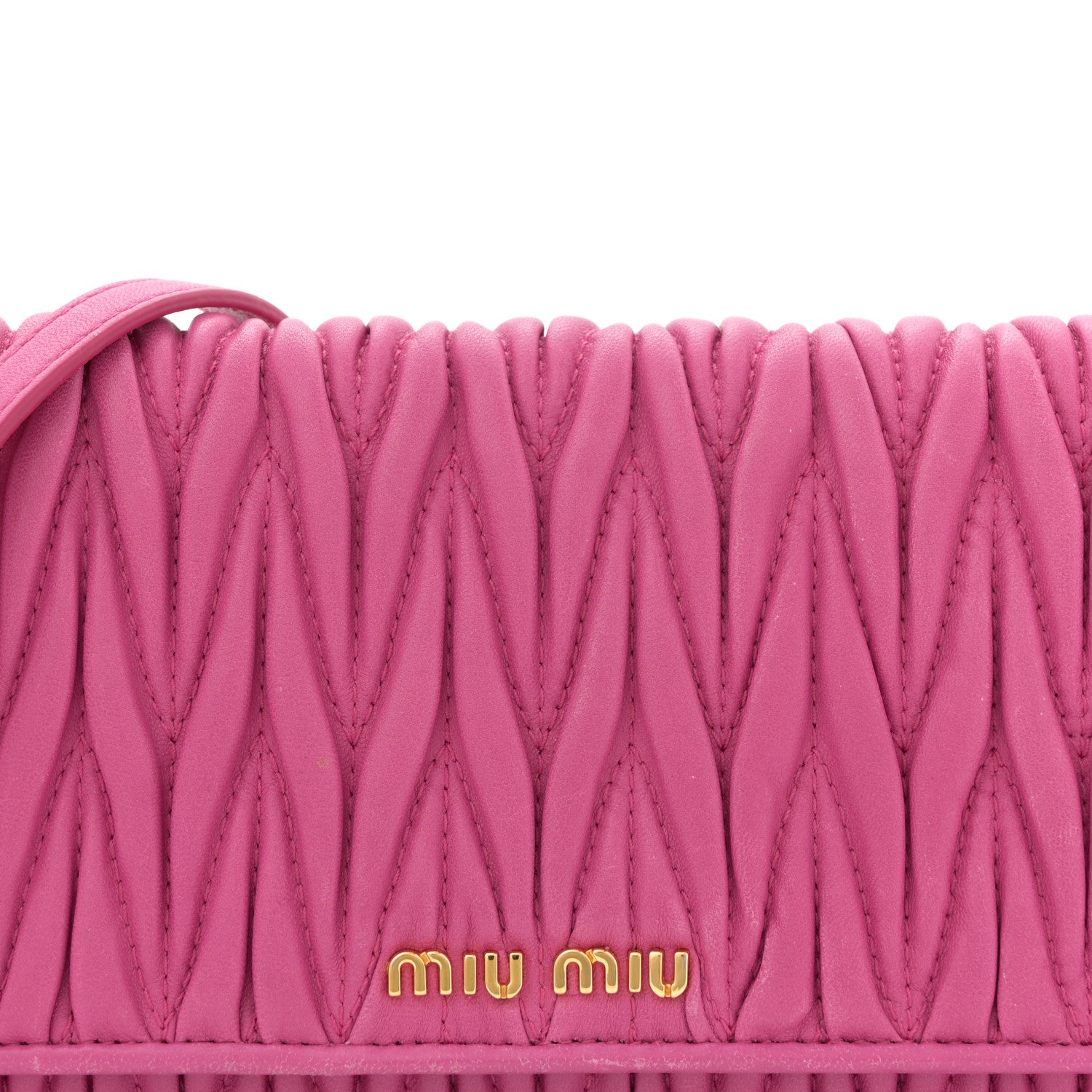Miu Miu Nappa Matelasse Wallet On Chain Fuxia 7 of 10