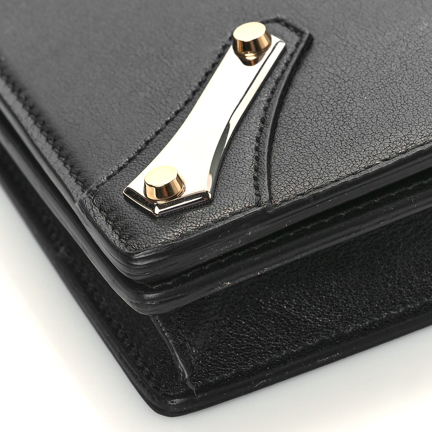 Veau Amp Plate Silver Chain Wallet Black
