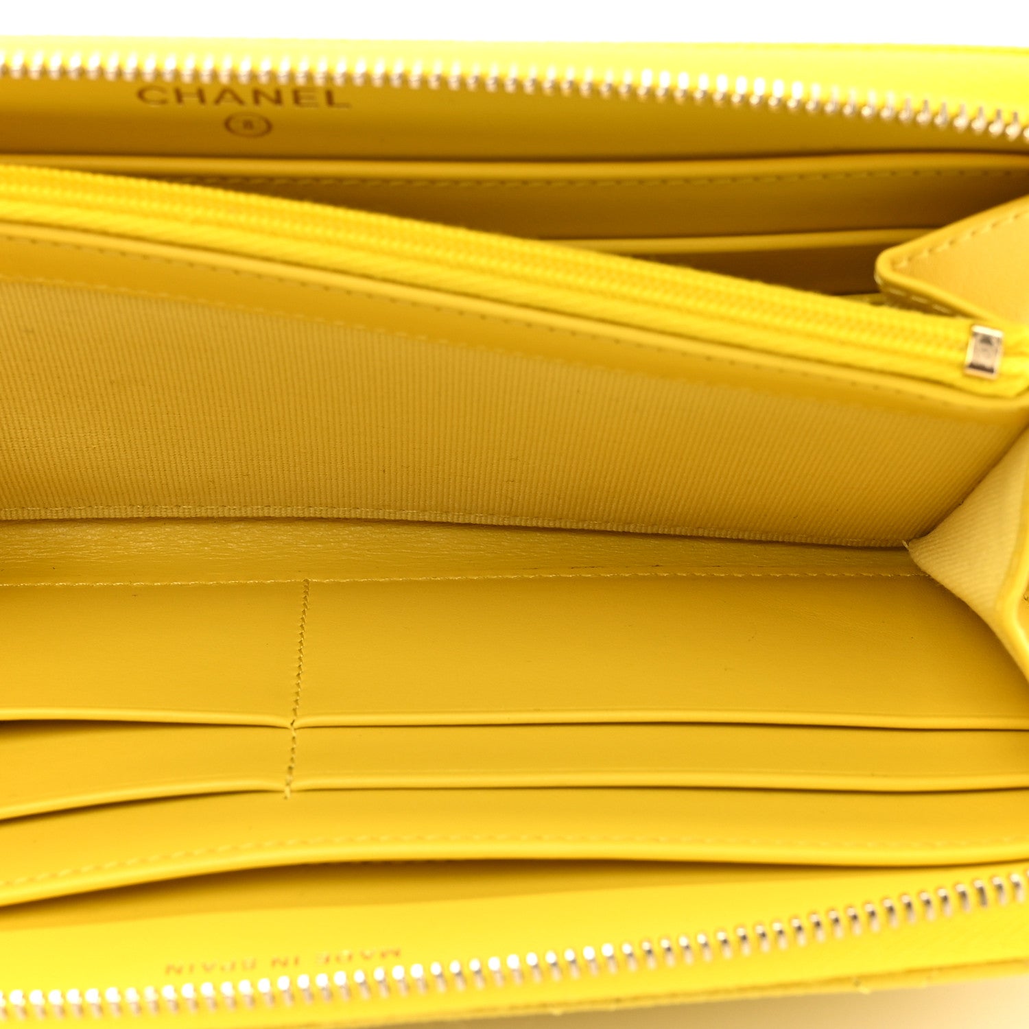 Chanel Caviar Quilted Large Gusset Zip Around Wallet Yellow 6 of 9