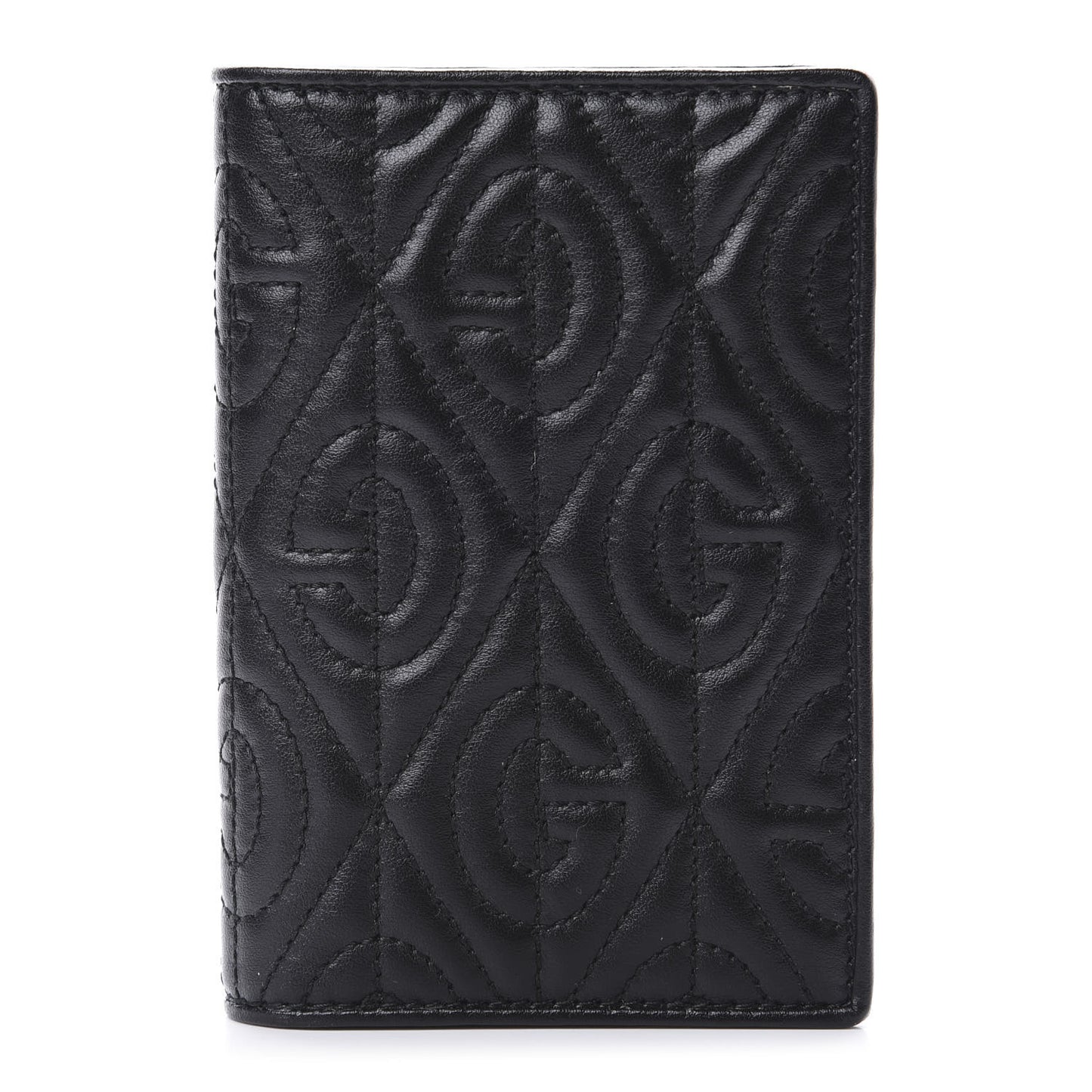 Calfskin Rhombus Passport Case Black