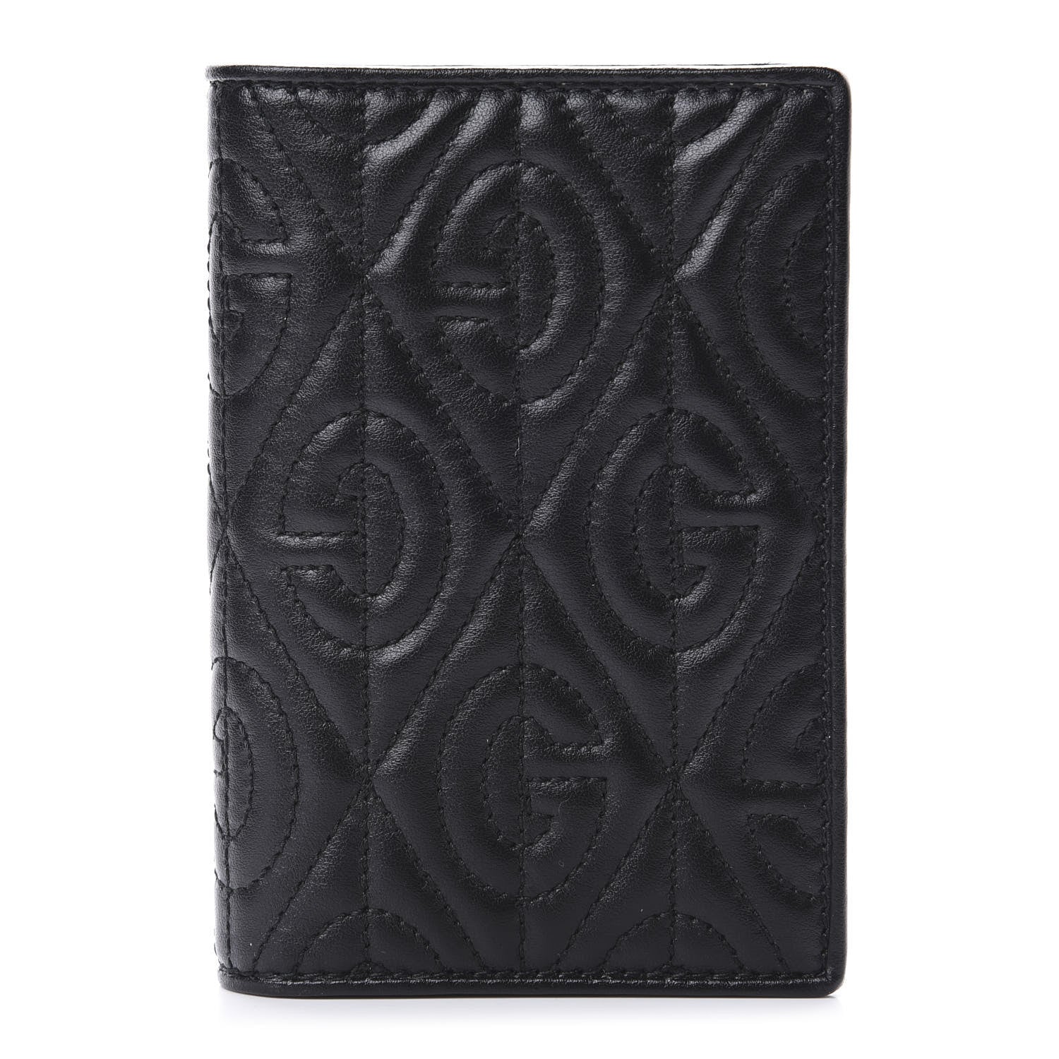 Gucci Calfskin Rhombus Passport Case Black 1 of 7