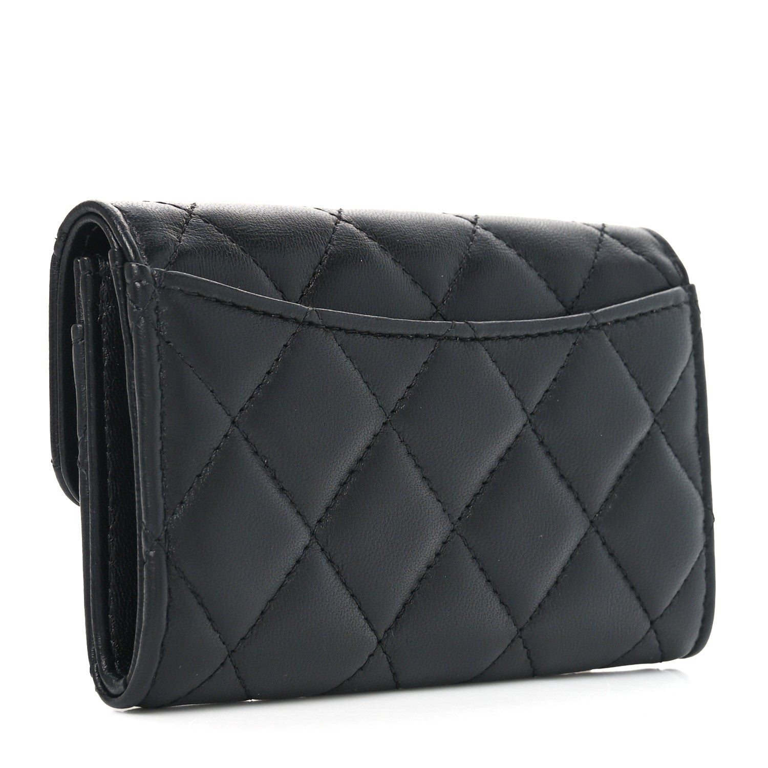 Chanel Lambskin Quilted Flap Card Holder Wallet So Black 3 of 9