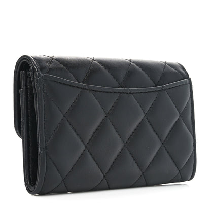 Chanel Lambskin Quilted Flap Card Holder Wallet So Black 3 of 9