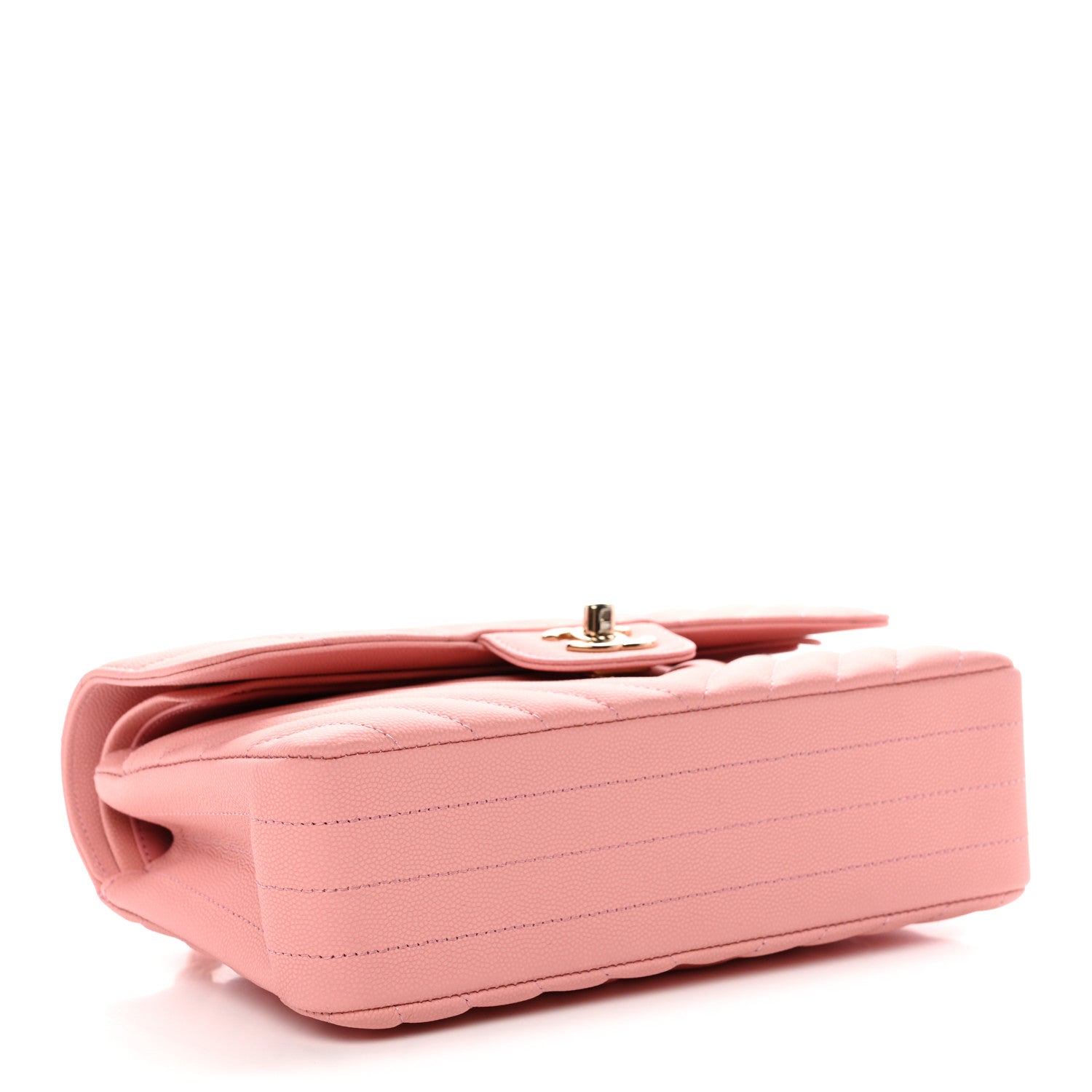 Chanel Caviar Chevron Quilted Small Double Flap Pink 4 of 11