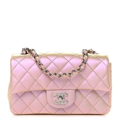 Chanel Iridescent Calfskin Quilted Mini Rectangular Flap Pink 1 of 17