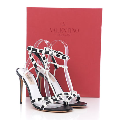 Valentino Garavani Calfskin Free Rockstud Ankle T-Strap 105mm Sandals 36 Black Optic White 8 of 8