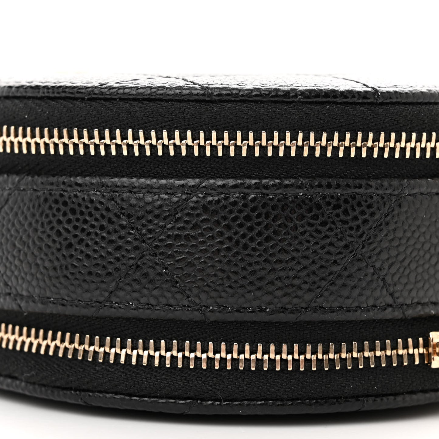 Caviar Quilted Round Handle With Care Vanity With Chain Black