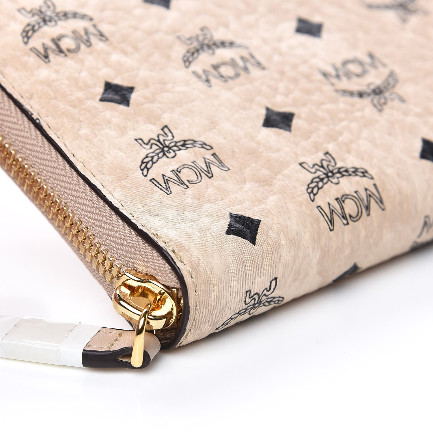 MCM Visetos Large Zip Around Wallet Beige 7 of 9