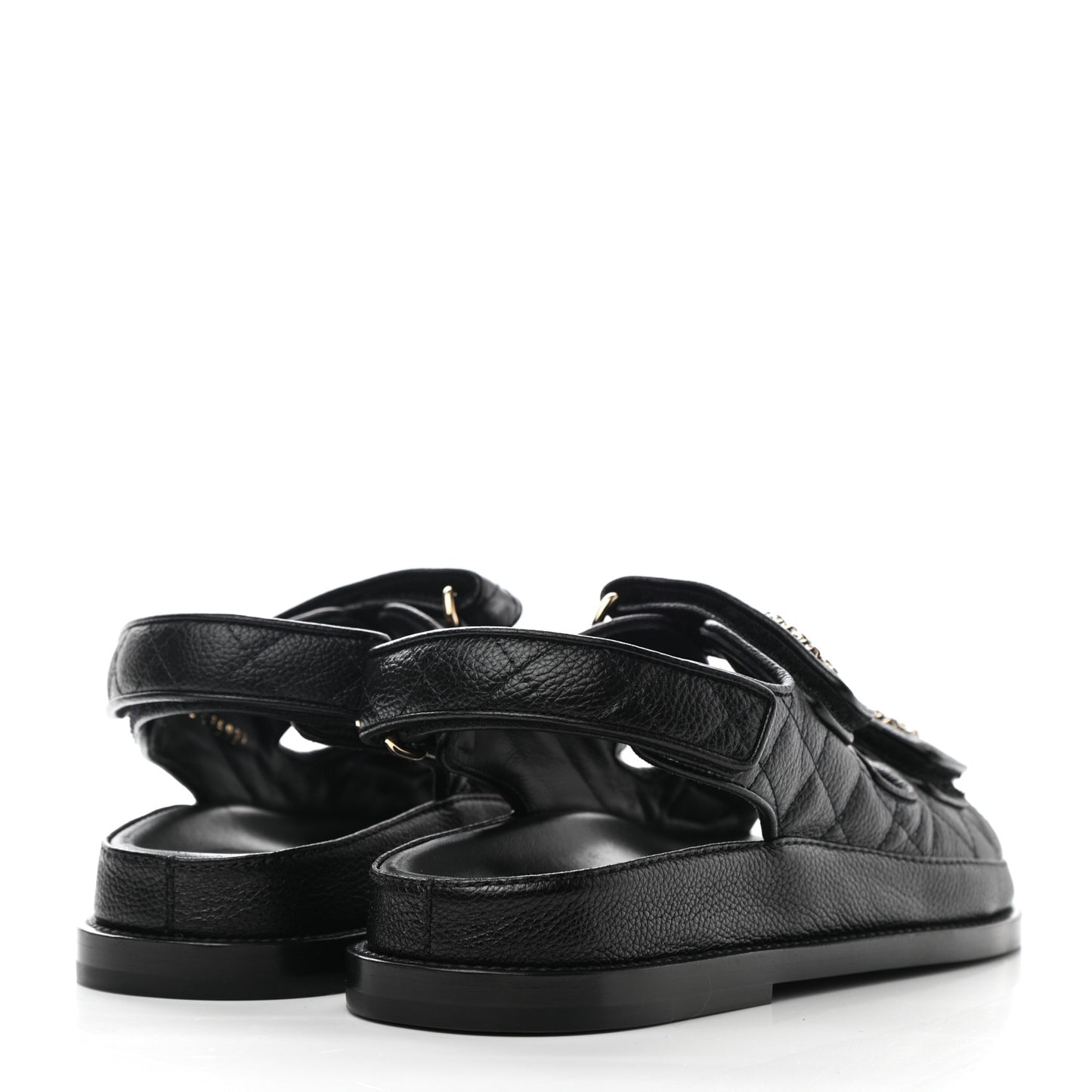 Grained Calfskin Velcro Dad Sandals 35 Black