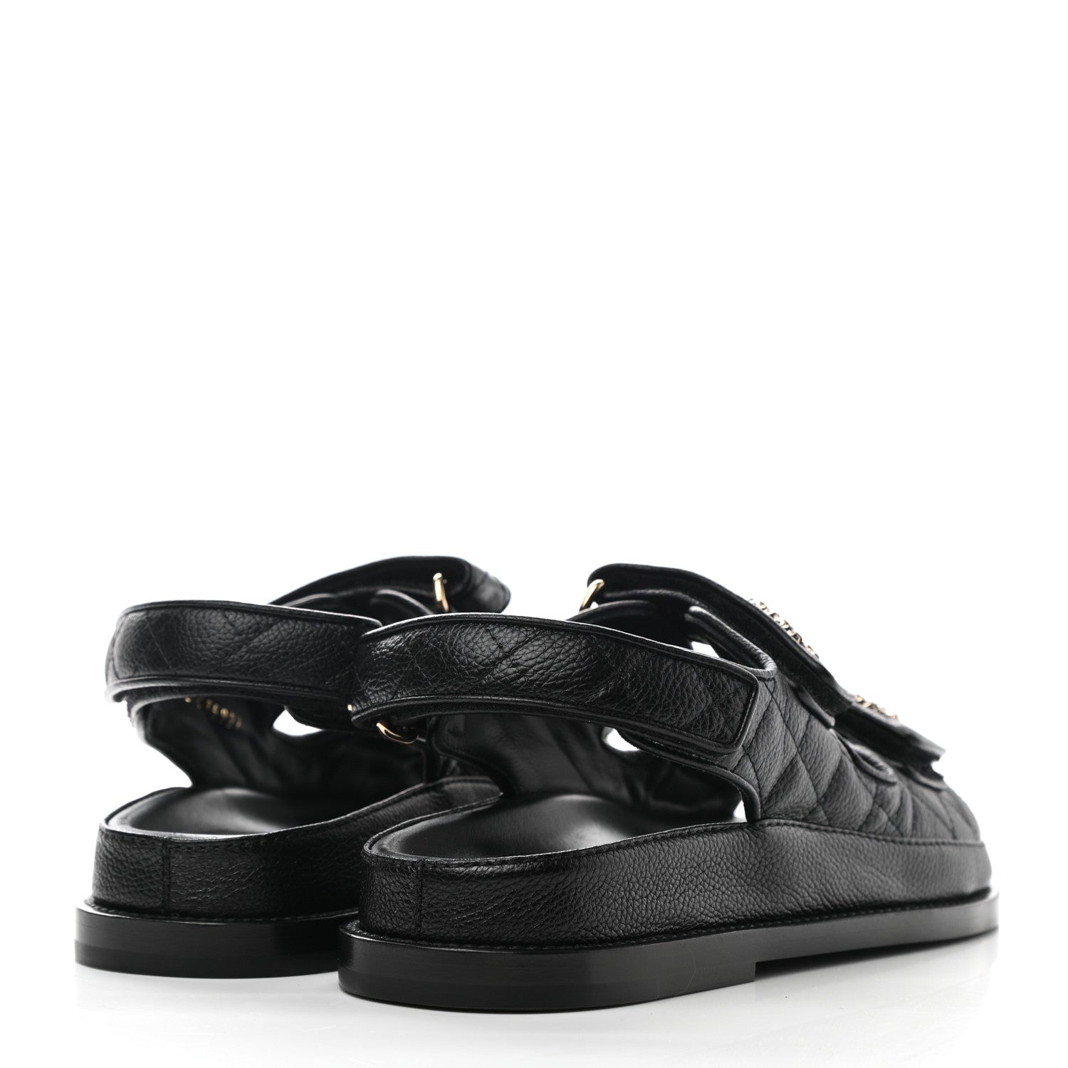 Chanel Grained Calfskin Velcro Dad Sandals 35 Black 4 of 9