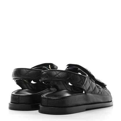 Chanel Grained Calfskin Velcro Dad Sandals 35 Black 4 of 9