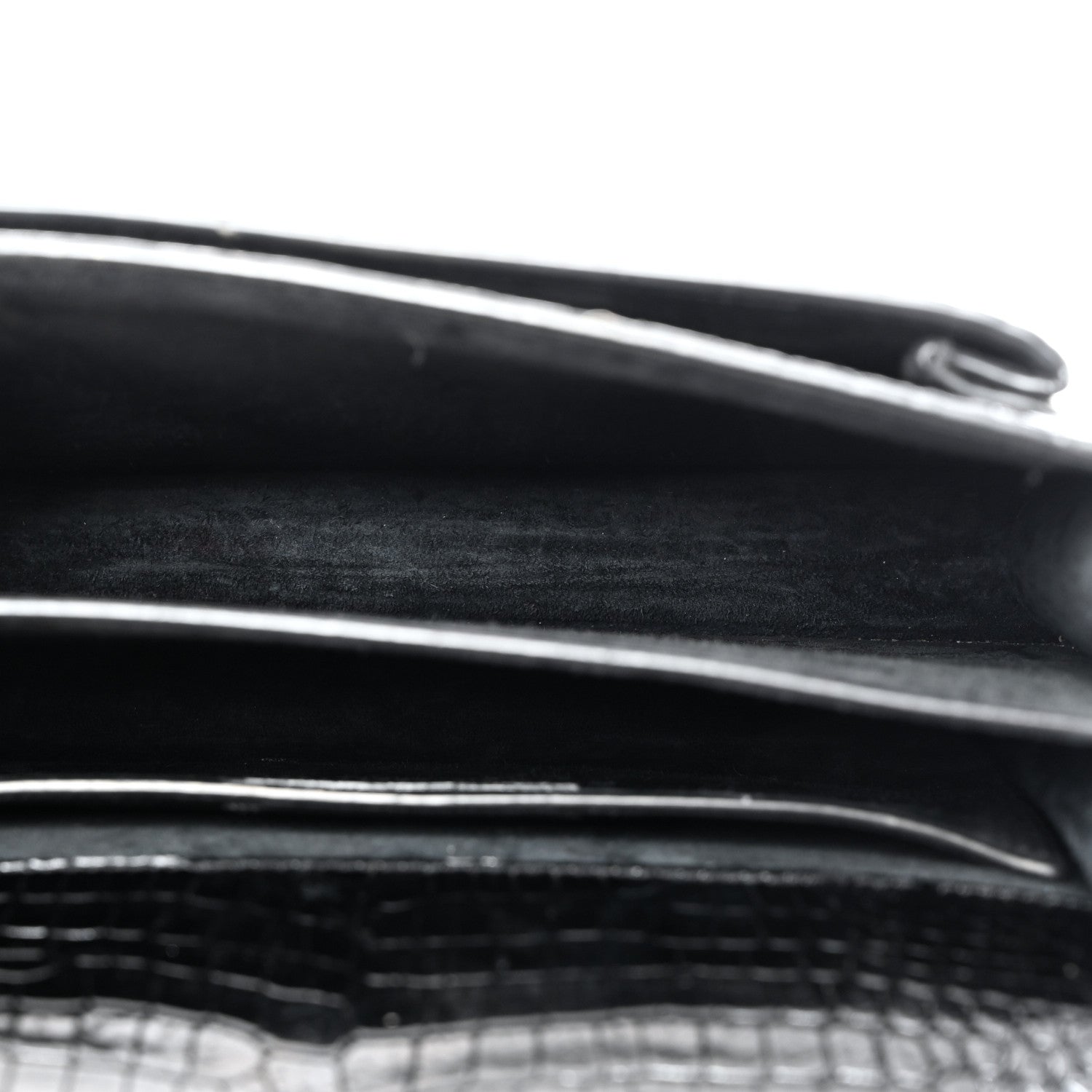Saint Laurent Calfskin Crocodile Embossed Medium Monogram Sunset Black 5 of 11