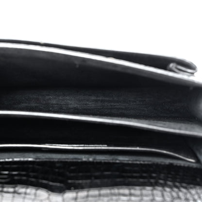 Saint Laurent Calfskin Crocodile Embossed Medium Monogram Sunset Black 5 of 11