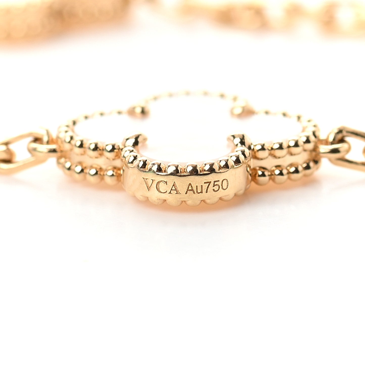 18K Yellow Gold Mother of Pearl 5 Motifs Vintage Alhambra Bracelet
