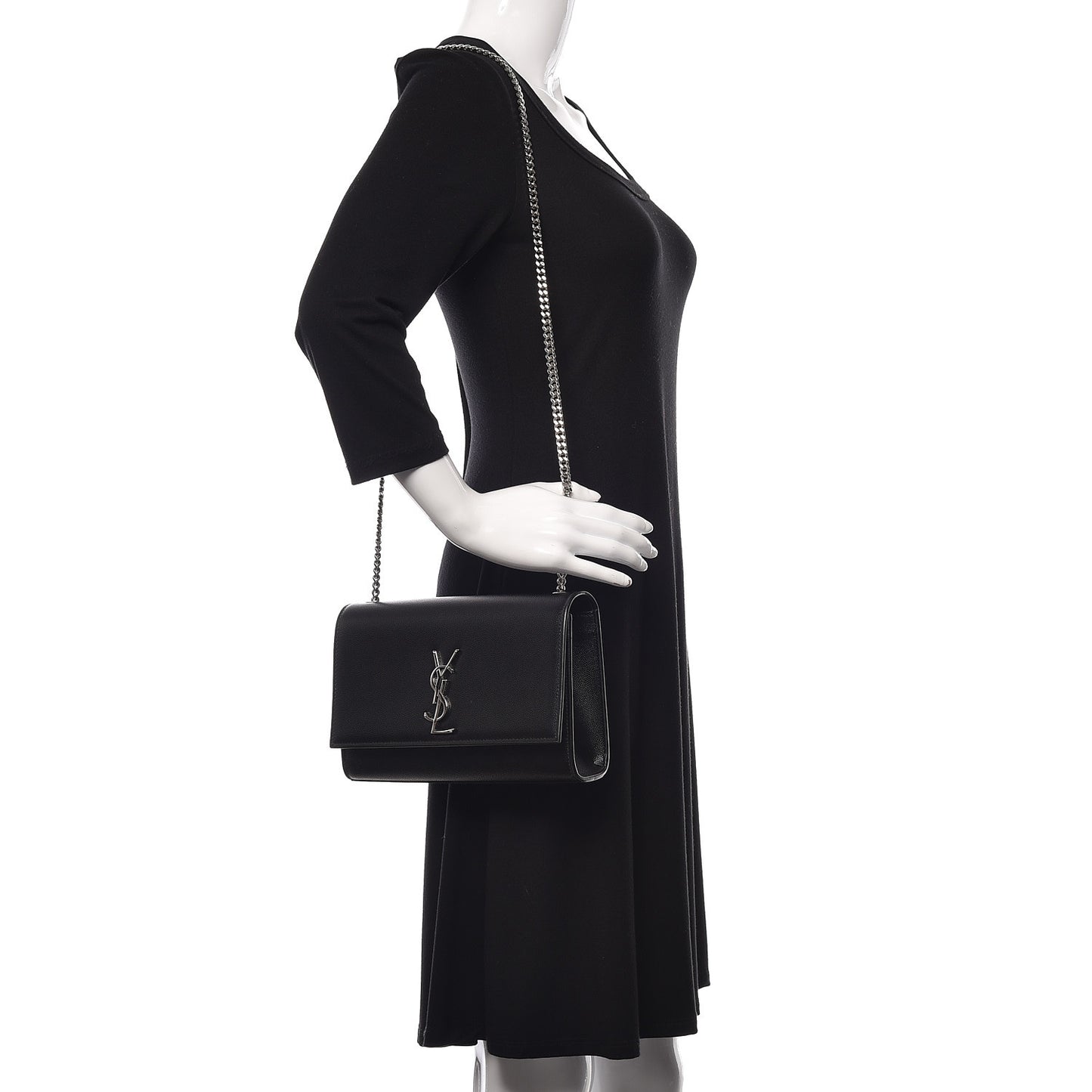Grain De Poudre Medium Classic Monogram Kate Satchel Black