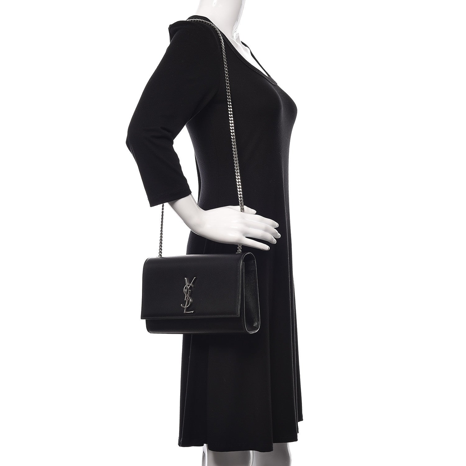Saint Laurent Grain De Poudre Medium Classic Monogram Kate Satchel Black 2 of 10