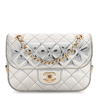Chanel Mirror Calfskin Metallic Calfskin Quilted Hollywood Boulevard Mini Flap With Star Coin Purse Silver 1 of 11