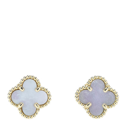 Van Cleef & Arpels 18K Yellow Gold Mother of Pearl Sweet Alhambra Earrings 1 of 5