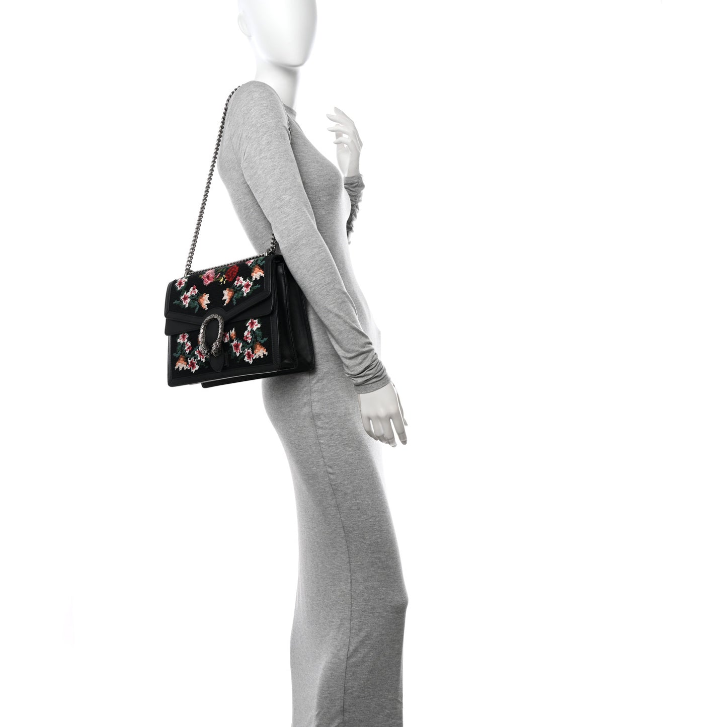 Cross Stitch Canvas Medium Dionysus Shoulder Bag Black Multicolor