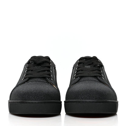 Christian Louboutin Glitter Calfskin Vieira Flat Sneakers 37.5 Black 2 of 8